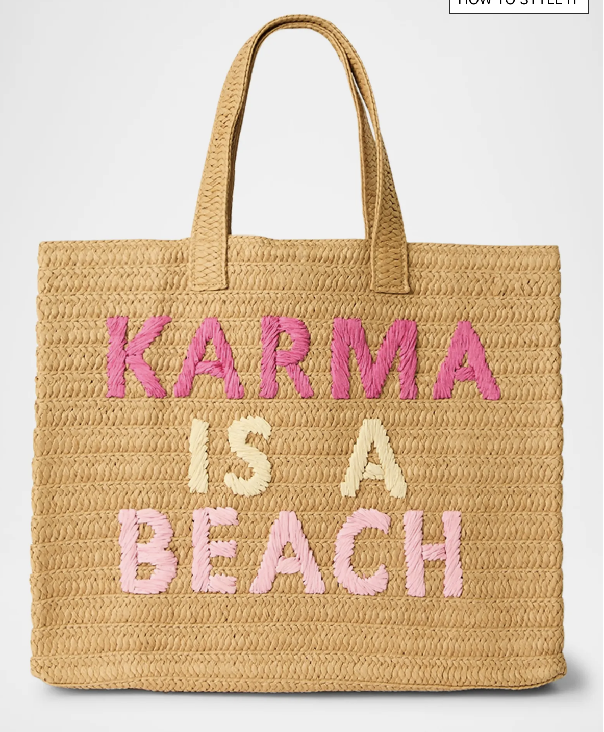 Karma is a Beach straw tote bag