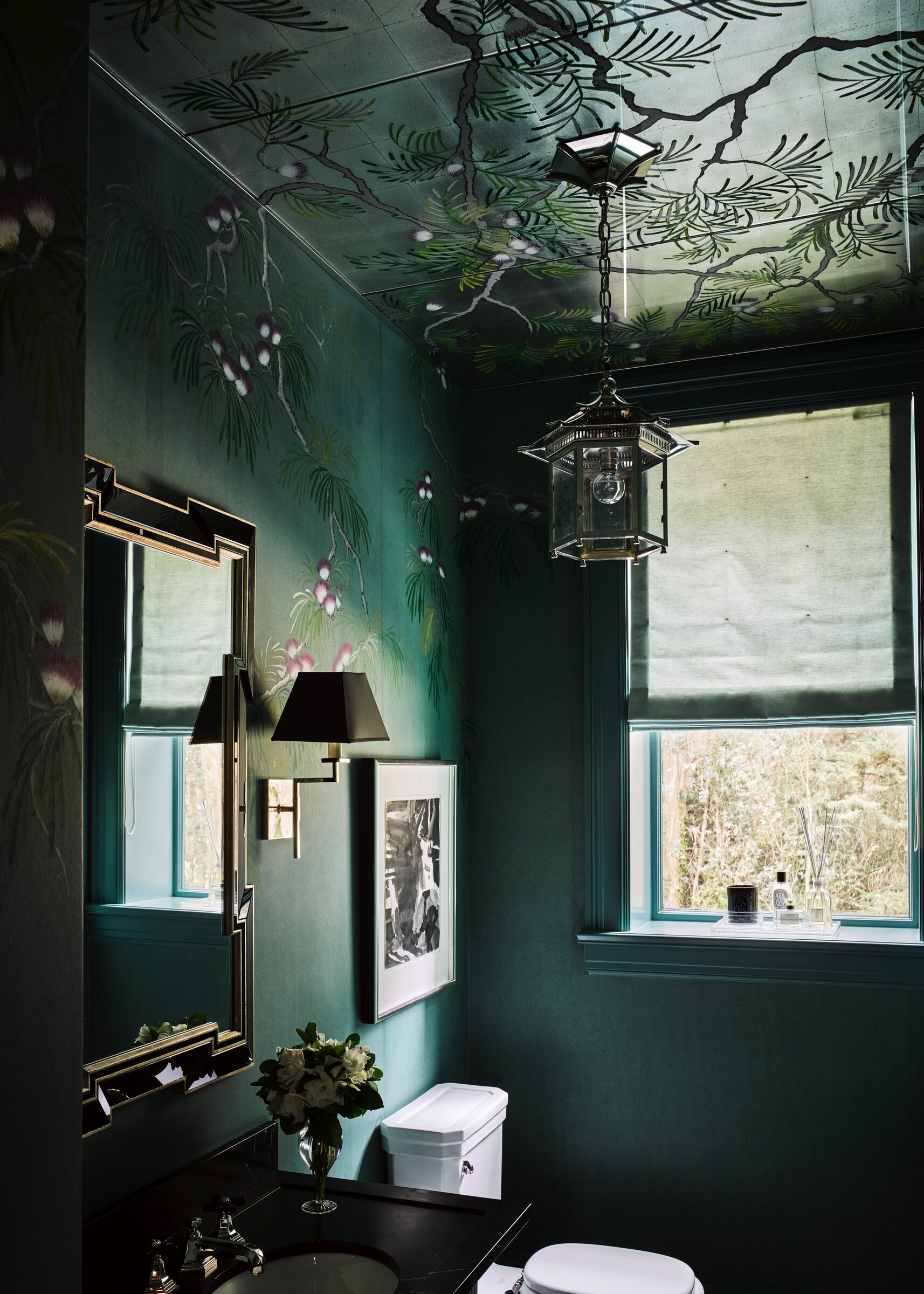 San Francisco Tudor jewel-box hall with hand-painted walls by Hillary Thomas