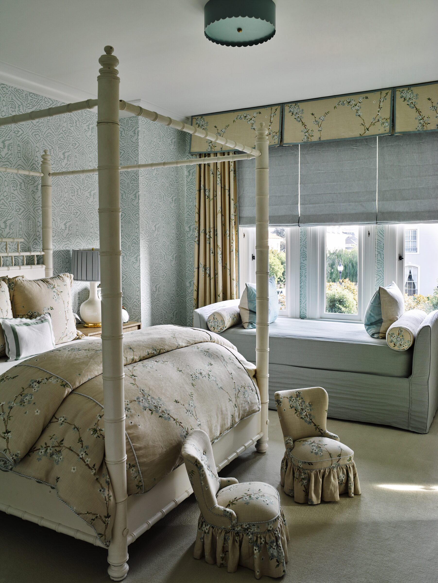 San Francisco Tudor bedroom with canopy bed by Hillary Thomas