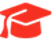 Red graduation cap icon.