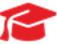 Red graduation cap icon.