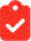 Red check mark icon inside a tilted square with rounded corners.