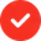 Black checkmark inside a red circle with a slight shadow.