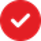 Black checkmark inside a red circle with a slight shadow.