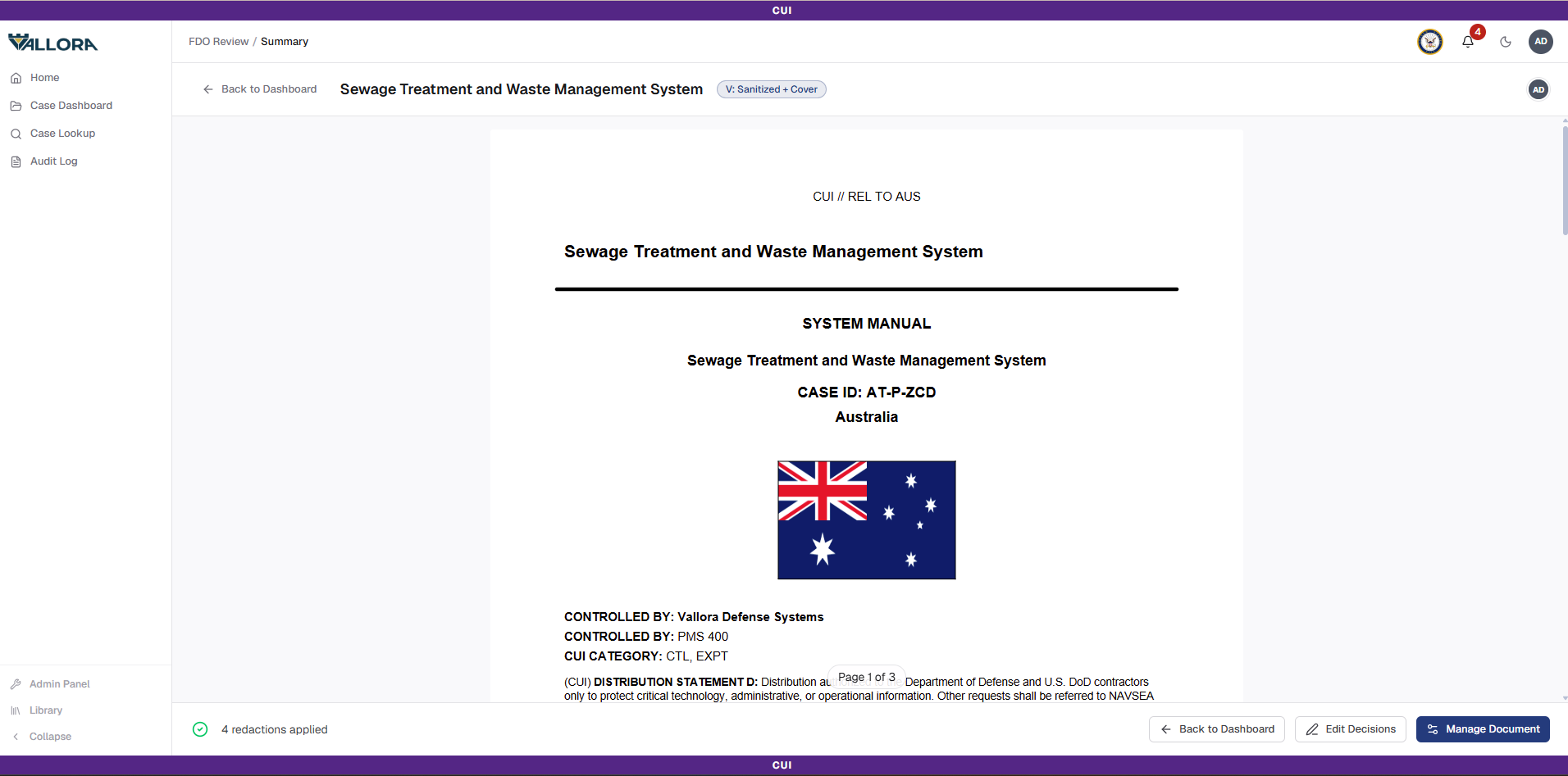 Packaged document with generated cover page