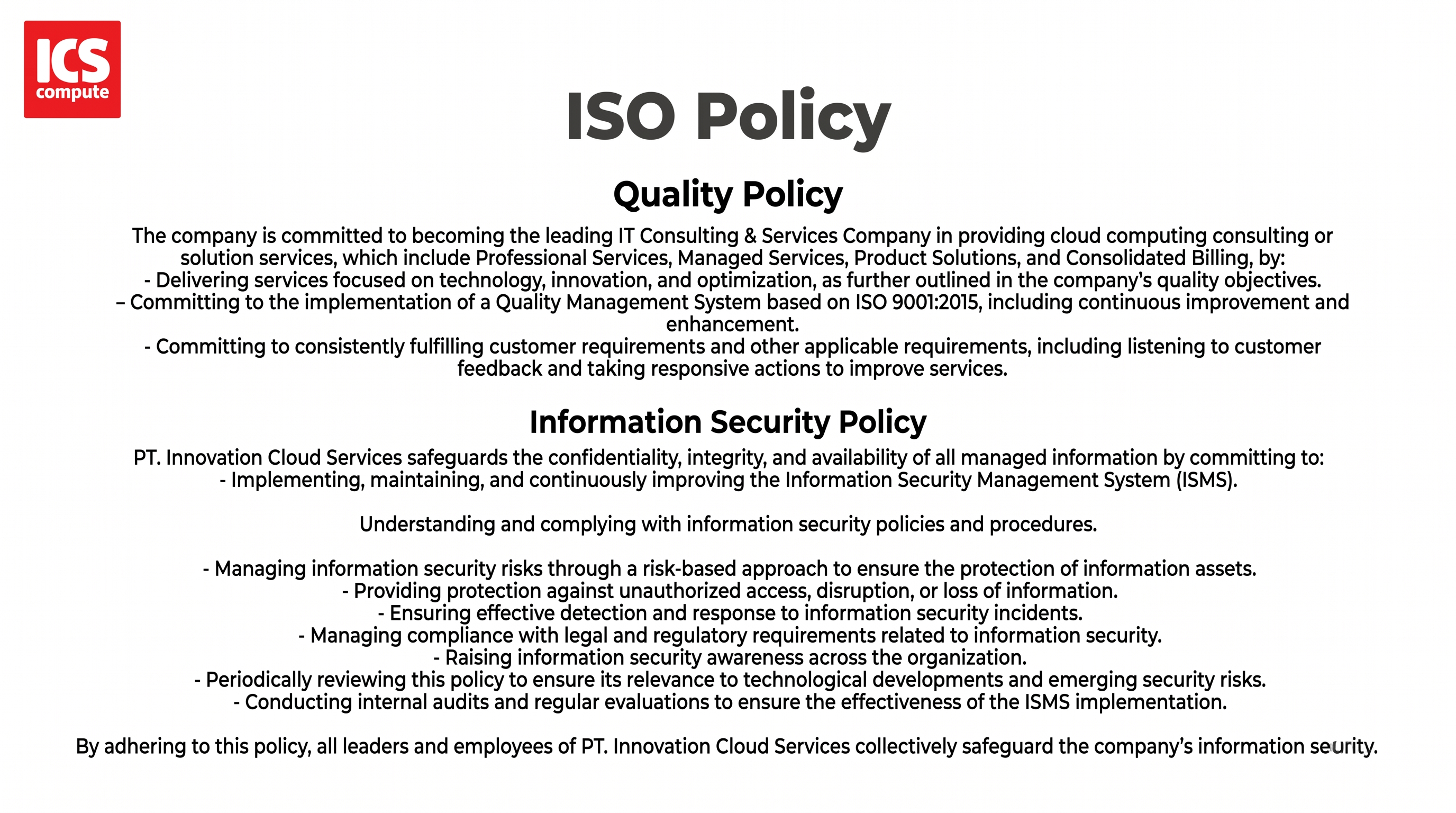 ICS Compute ISO Policy