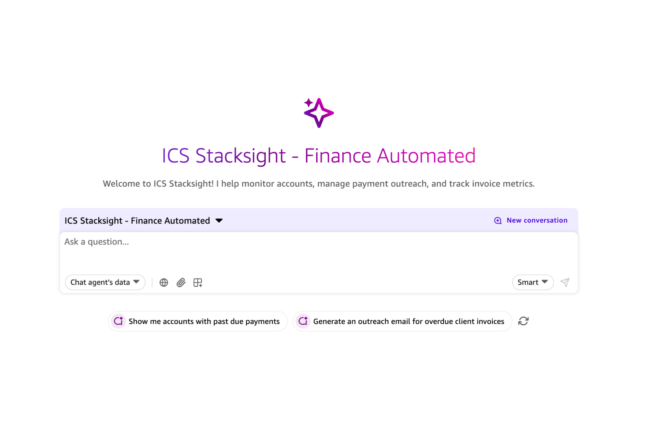 Finance Automation dashboard showing aging report, collection timeline, and drafted follow-up emails