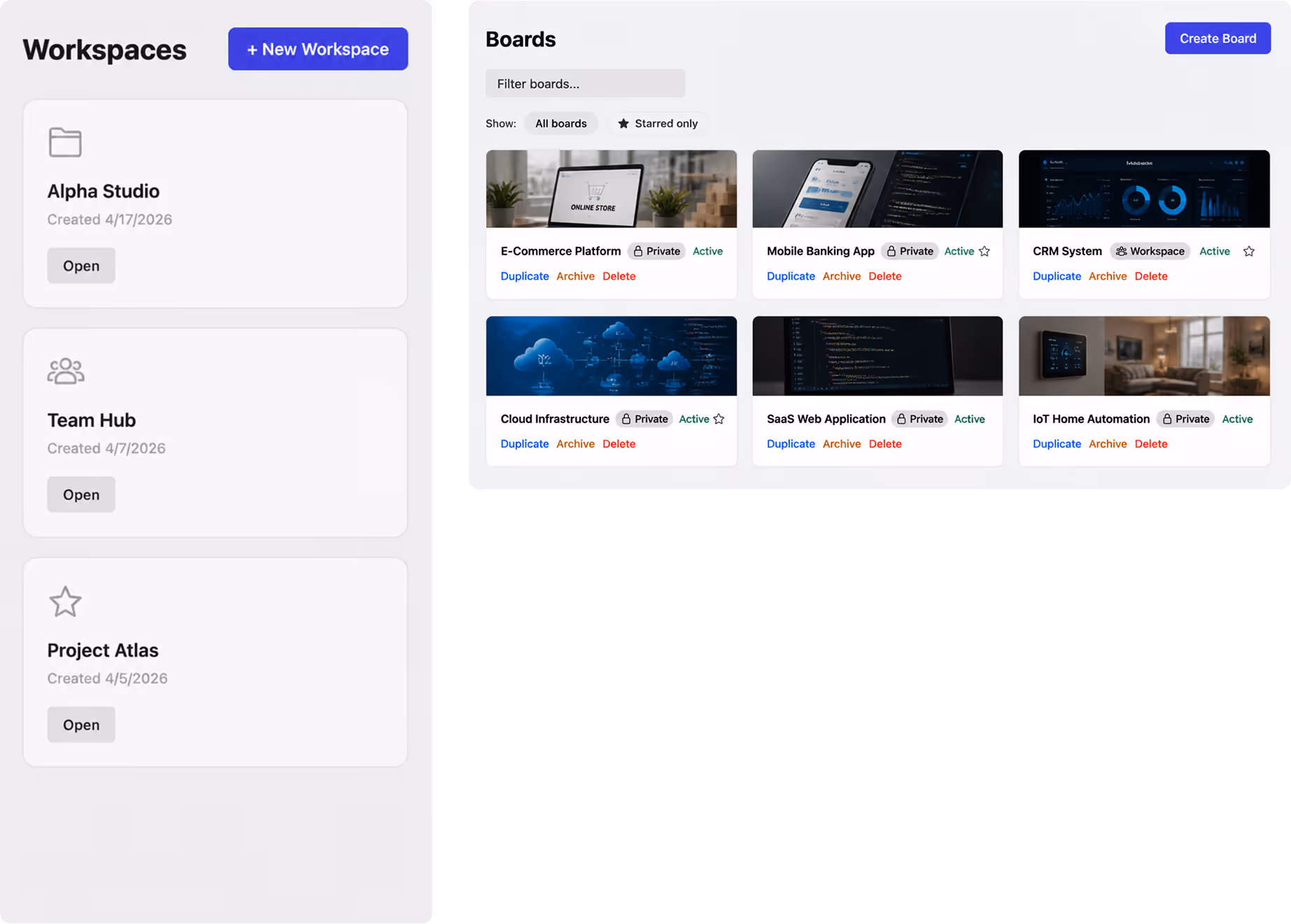 Workspaces and Boards on Chimedeck