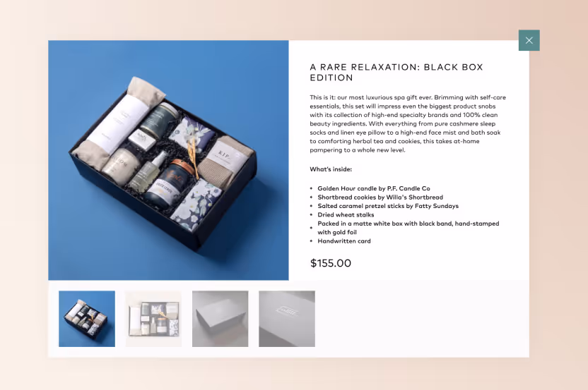 A screenshot of the gift box detail screen