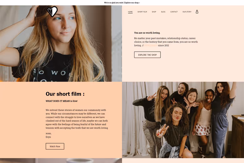 Example of So Worth Loving website.