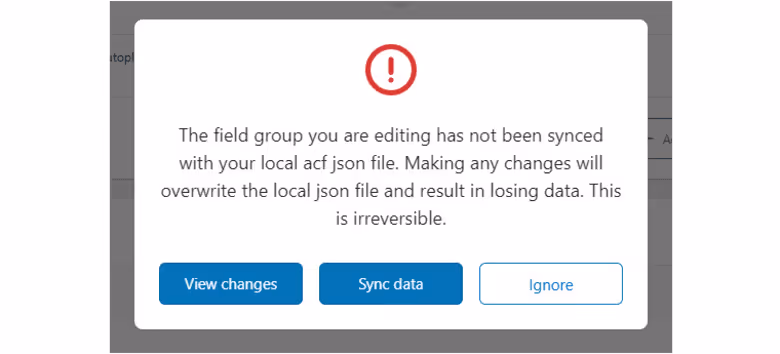 Advanced Custom Fields Sync Notice