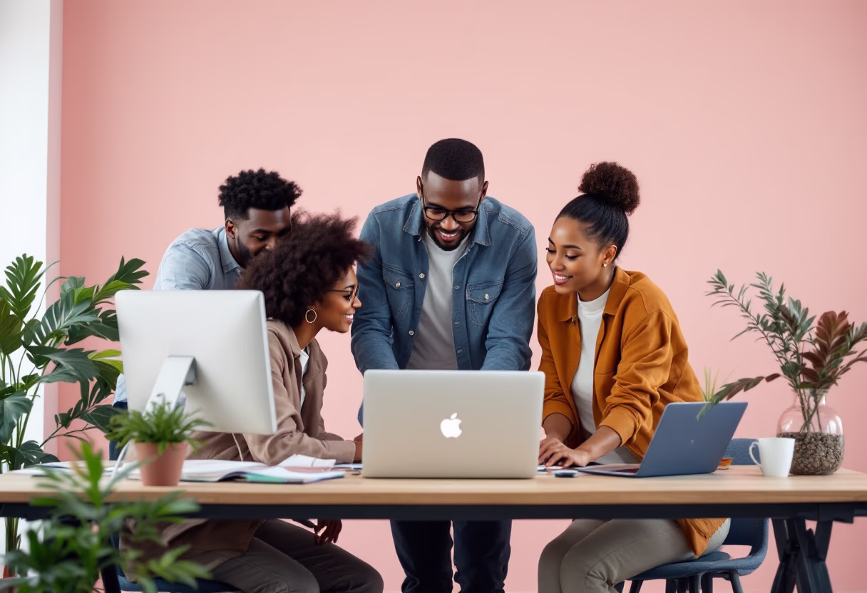 image of team collaborating on a project (for a erp company) 3