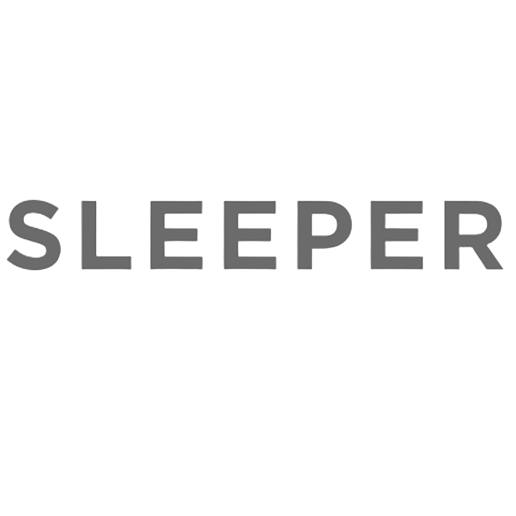 The word SLEEPER in bold gray uppercase letters on a white background.