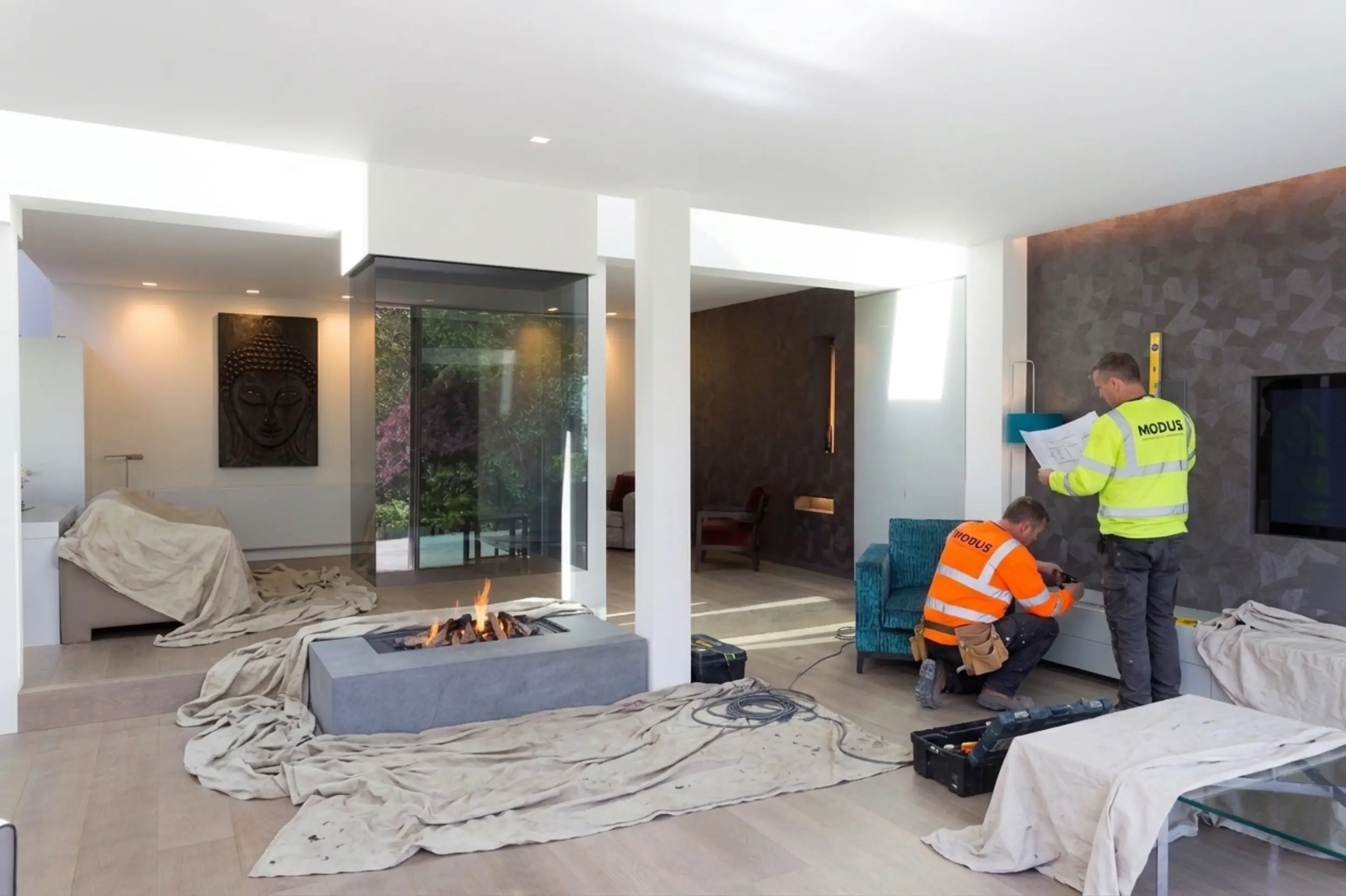 Bespoke fireplace installation by Modus Fireplaces