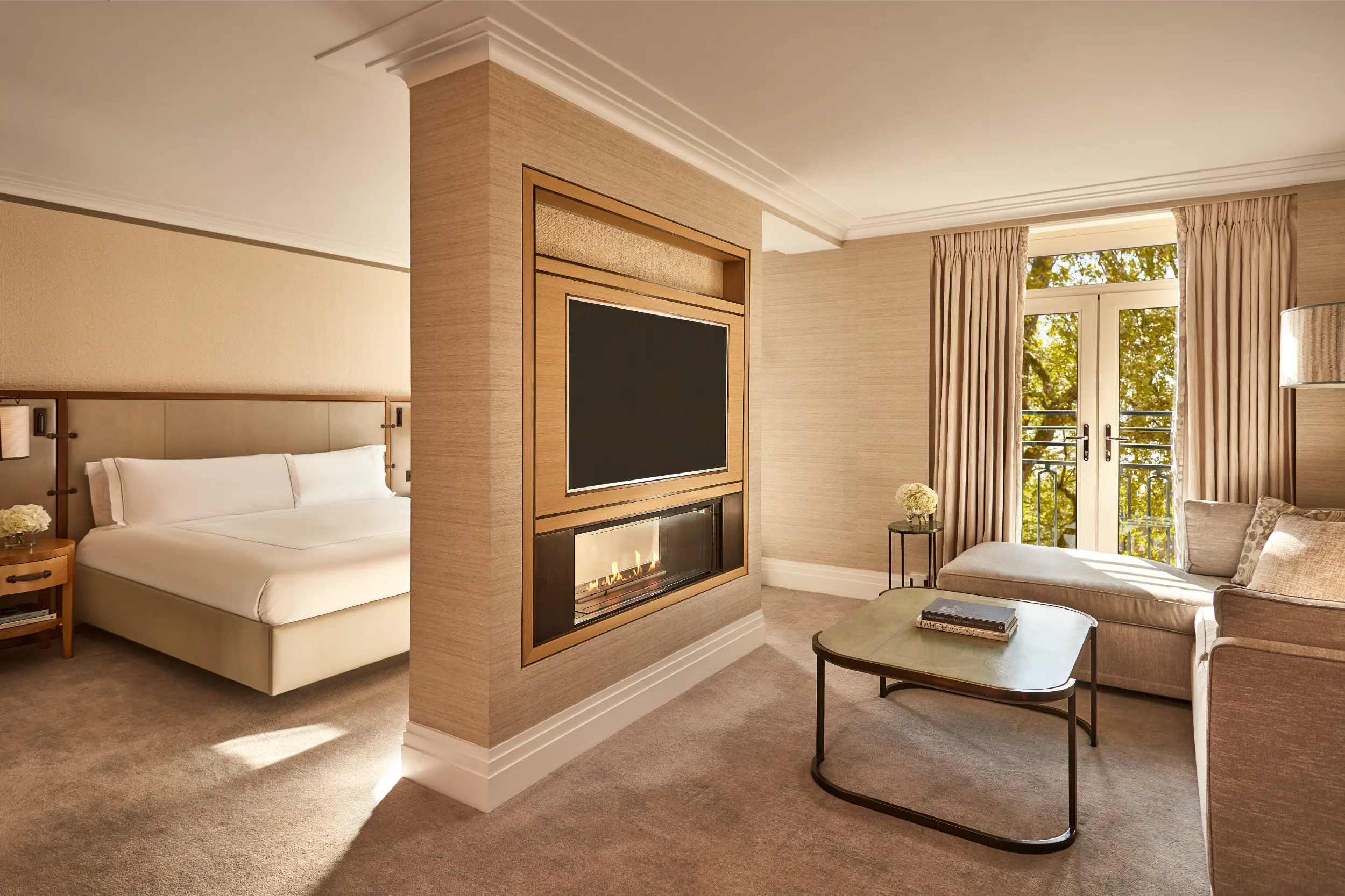 Bespoke double sided fireplace at the Berkeley Hotel
