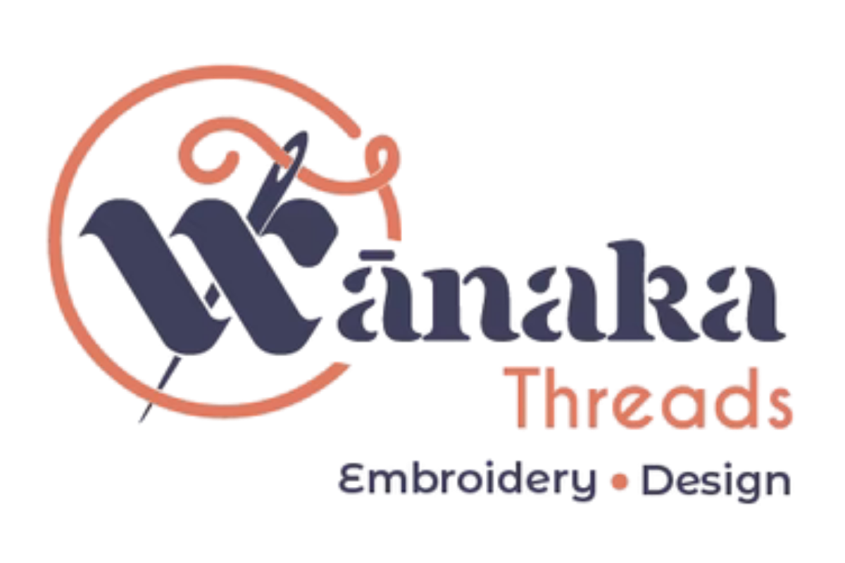 Wanaka Threads logo with a stylized needle and thread forming the letter W, accompanied by the text 'Embroidery • Design'.