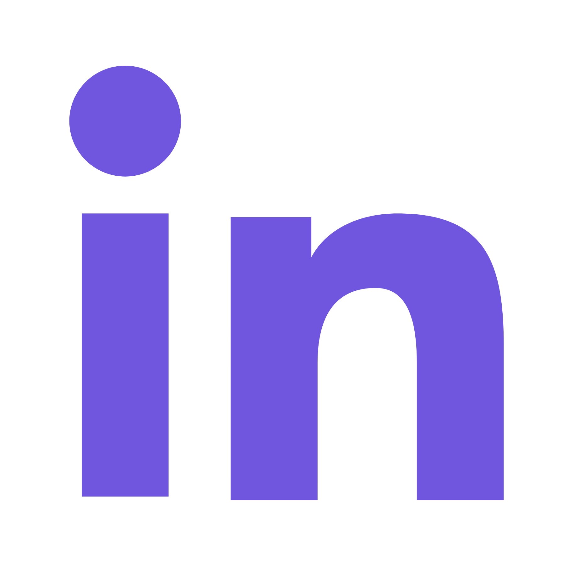 Purple lowercase letters 'in' on a black background representing LinkedIn logo.