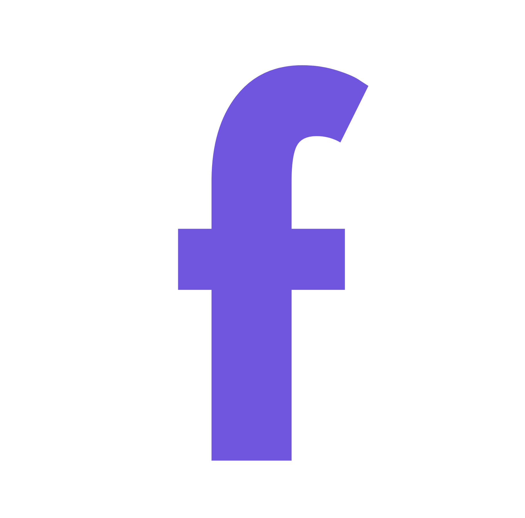 Purple lowercase letter f on a black background, resembling a social media icon.