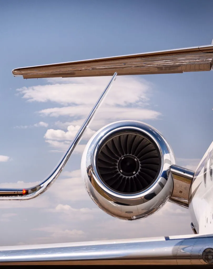 Close-up of a shiny jet engine