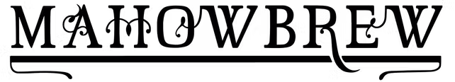 Mahowbrew logo in black cursive font on a white background.