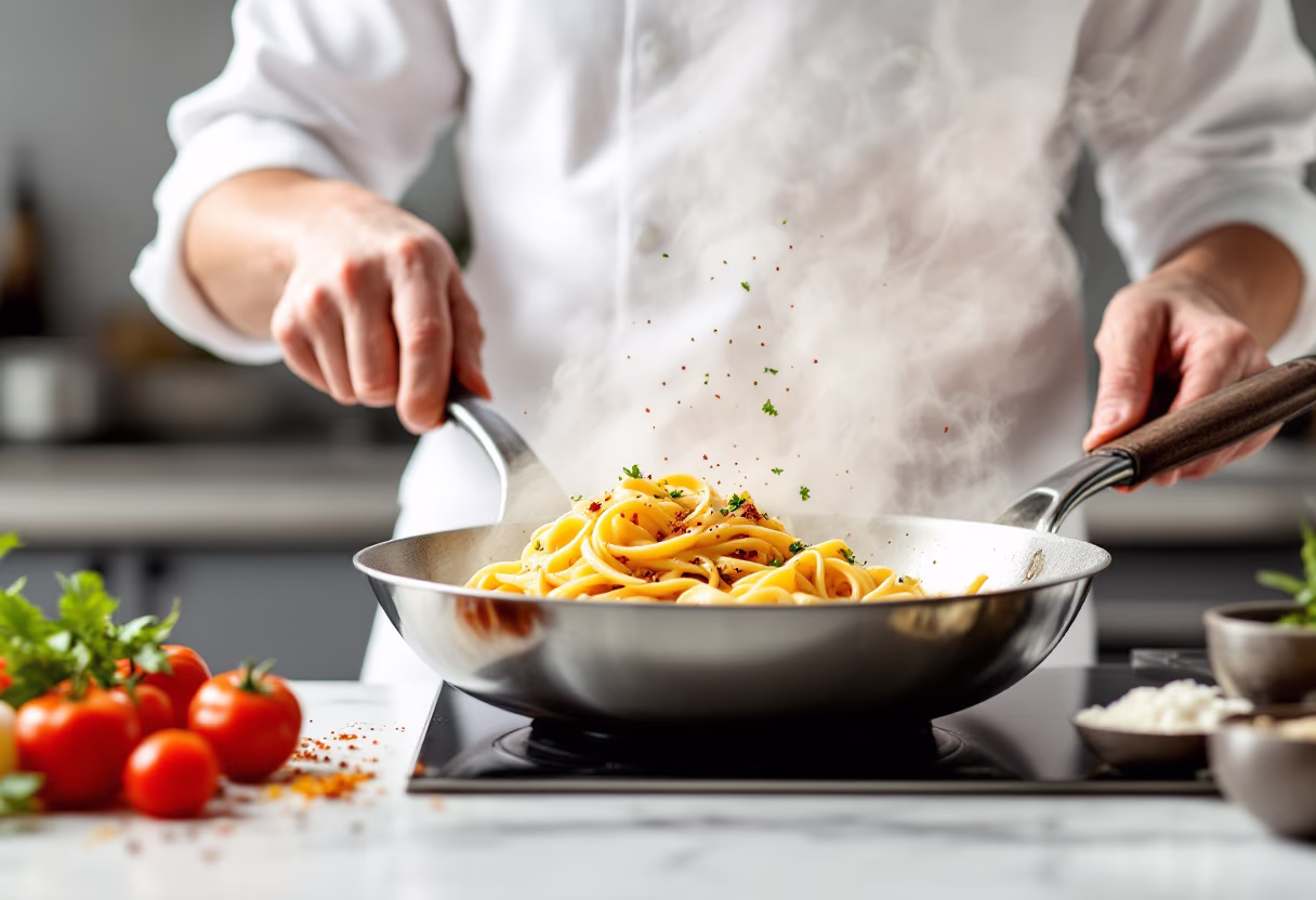 image of the kitchen in action at an italian restaurant