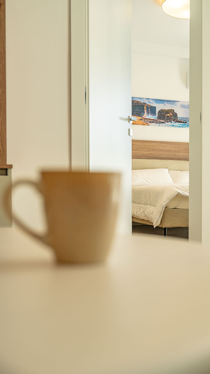 Coffee mug with background of room
