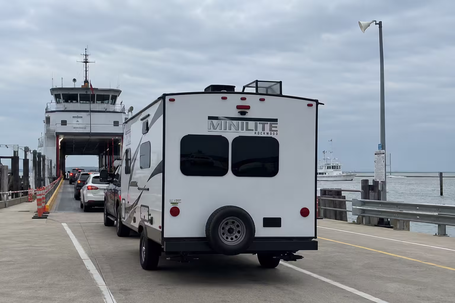 Camper at the Hatteras to Ocracoke ferry in the Outer Banks