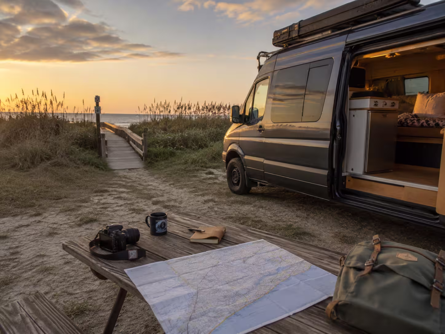 Camper van at a Cape Hatteras campsite