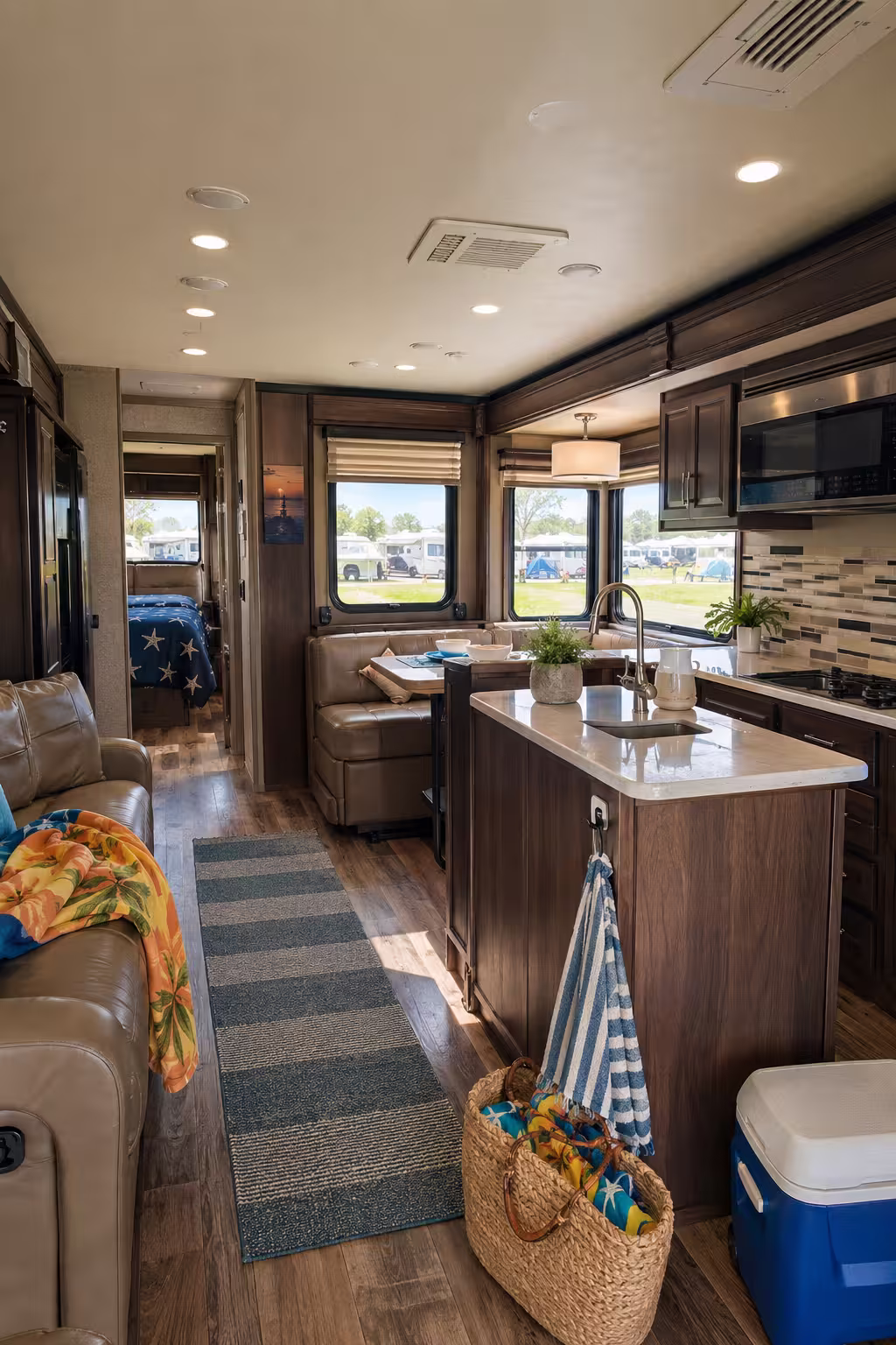Spacious large motorhome interior at a Cape Hatteras campground
