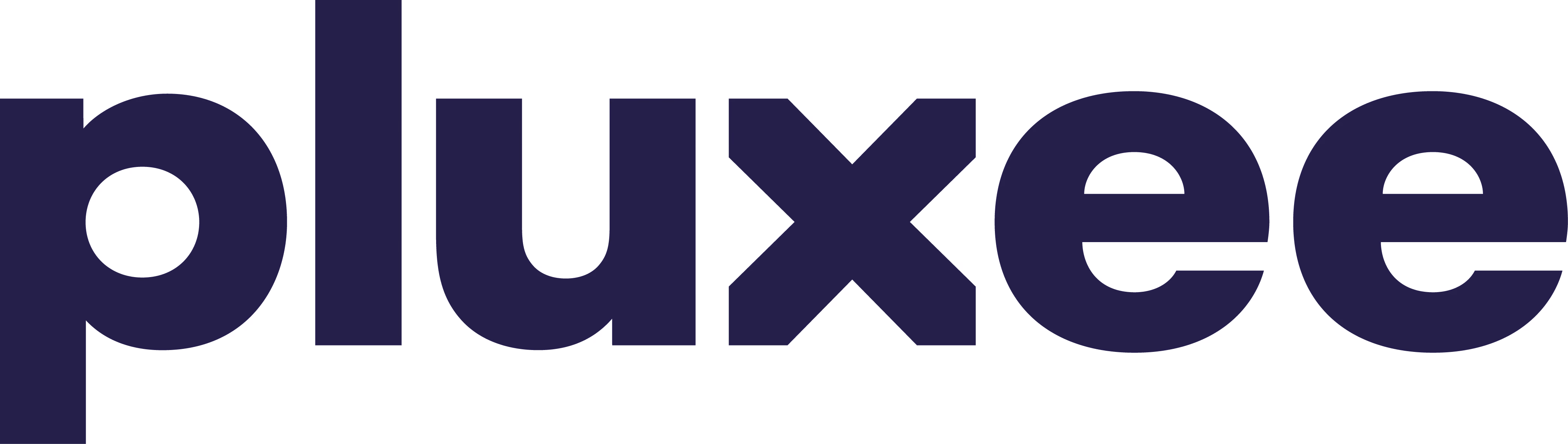 Logo texte bleu foncé de Pluxee sur fond blanc.