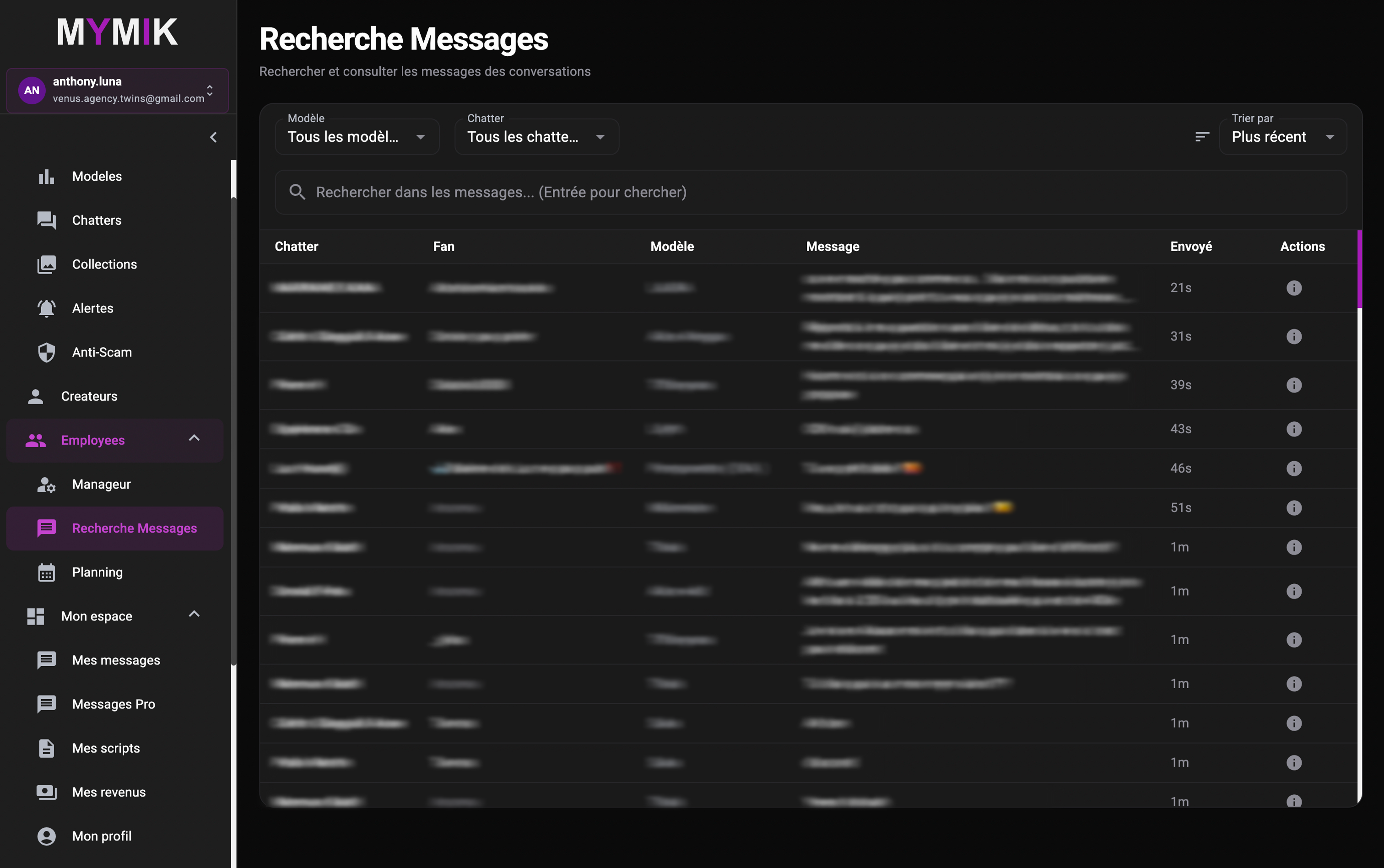 Outil de suivi et de tracking des messages envoyés via Mymik