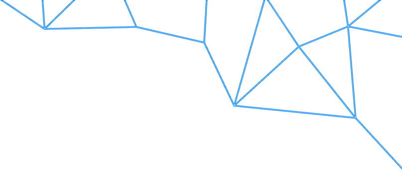 Abstract network of interconnected blue lines forming geometric shapes on a black background at the top right corner.