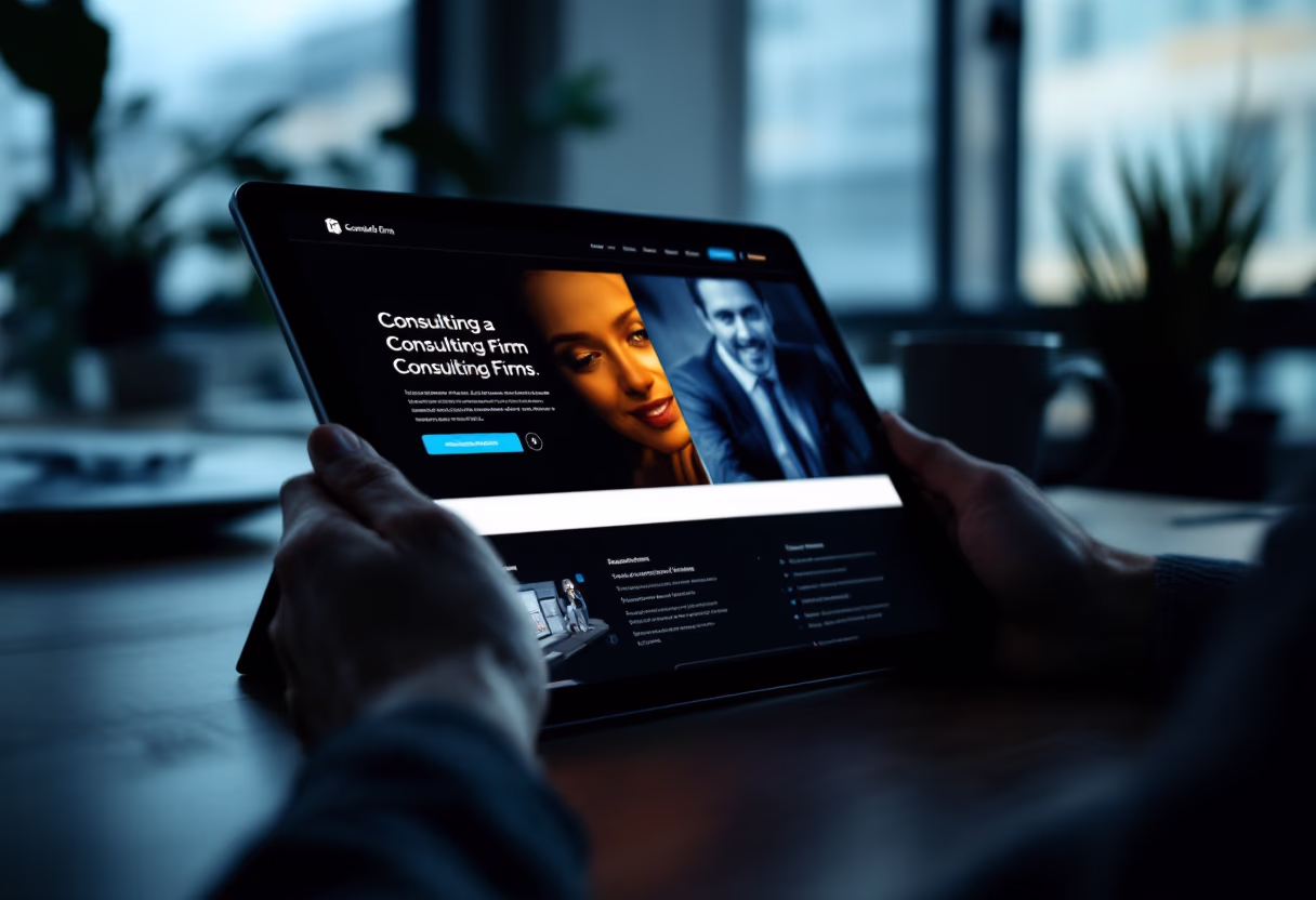 [digital project] image of website on a tablet in office setting