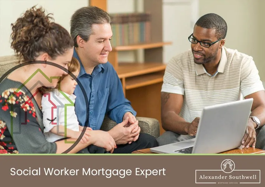 Social worker discussing mortgage options with a specialist adviser