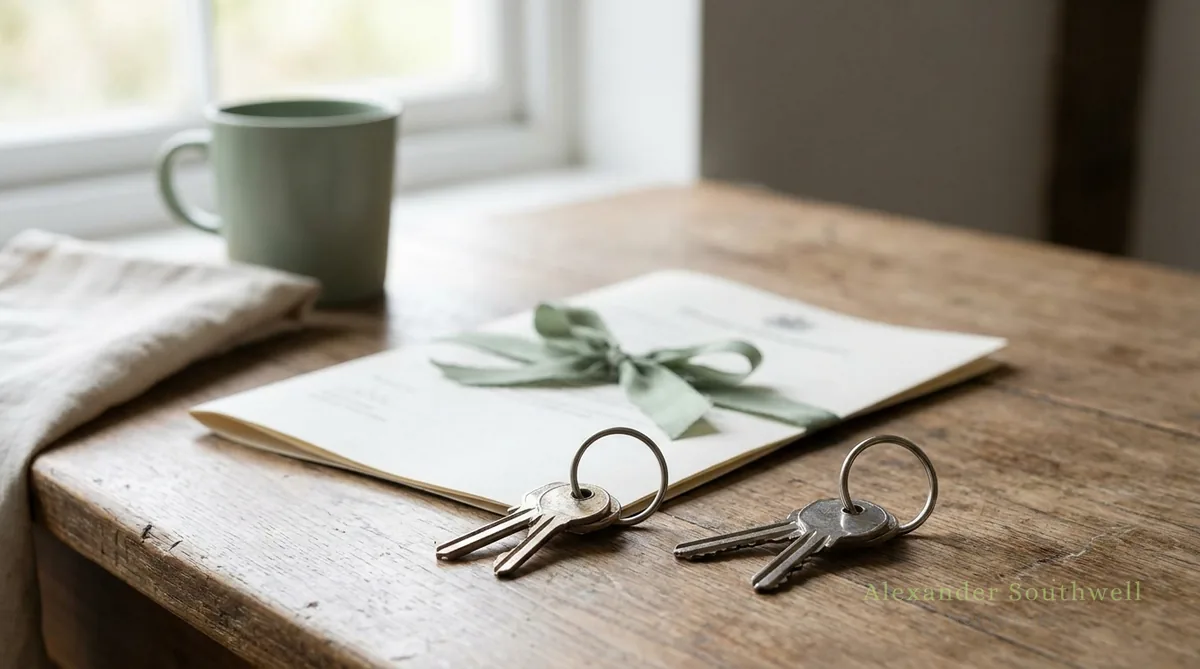 Two sets of house keys beside a document symbolising a divorce financial settlement