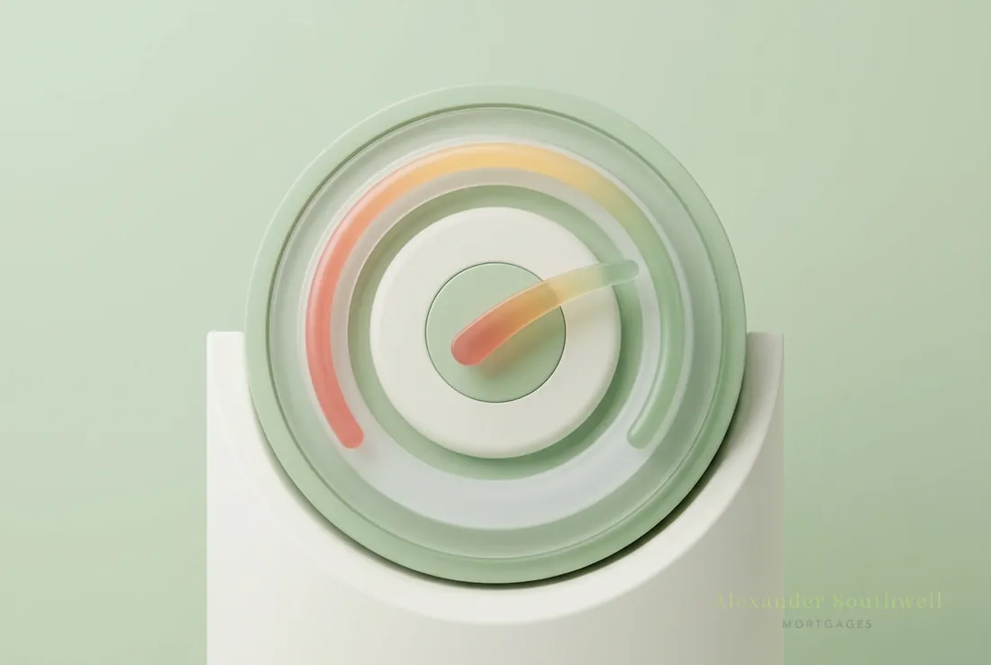 Gauge dial moving from red to green, UK credit scores explained