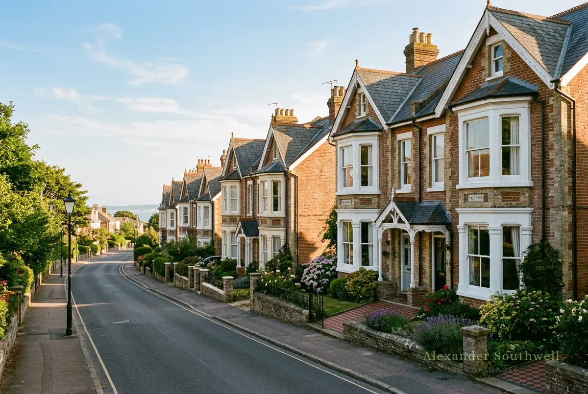 Victorian villas on a residential street in Bournemouth