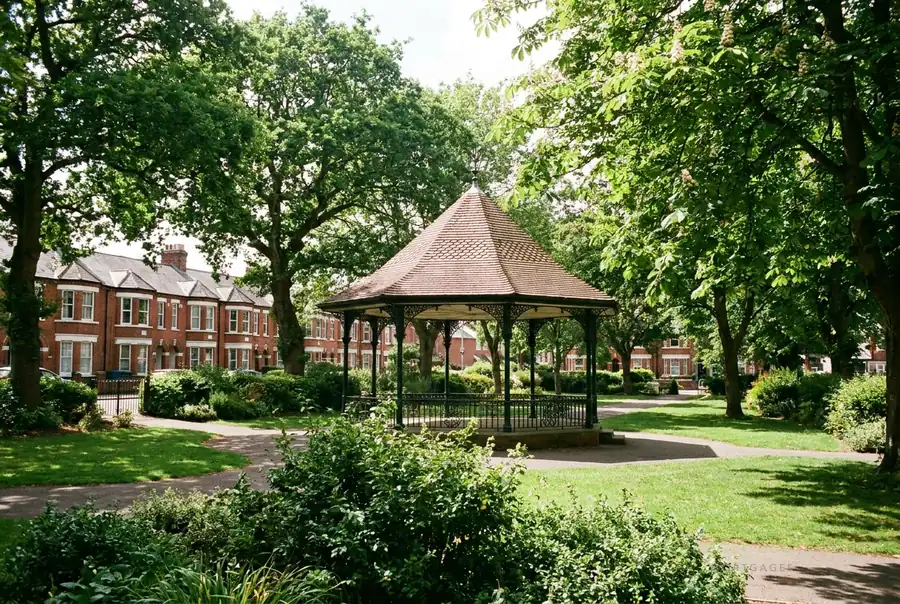 Town park and brick terraces in Eastleigh, Hampshire