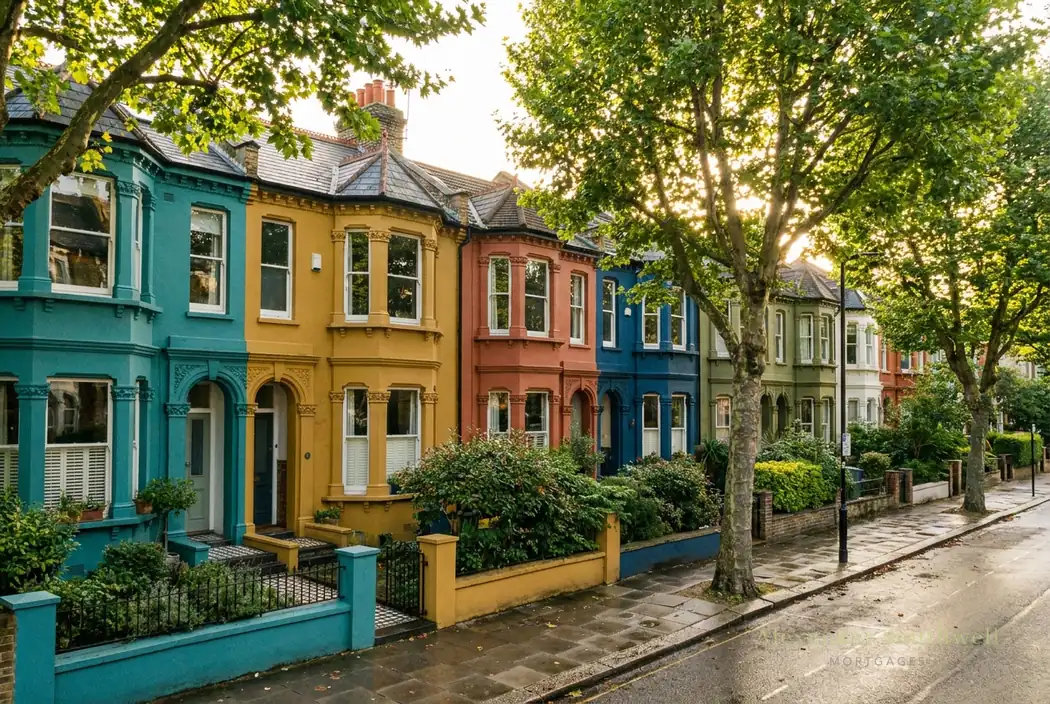 Victorian homes on a London residential street