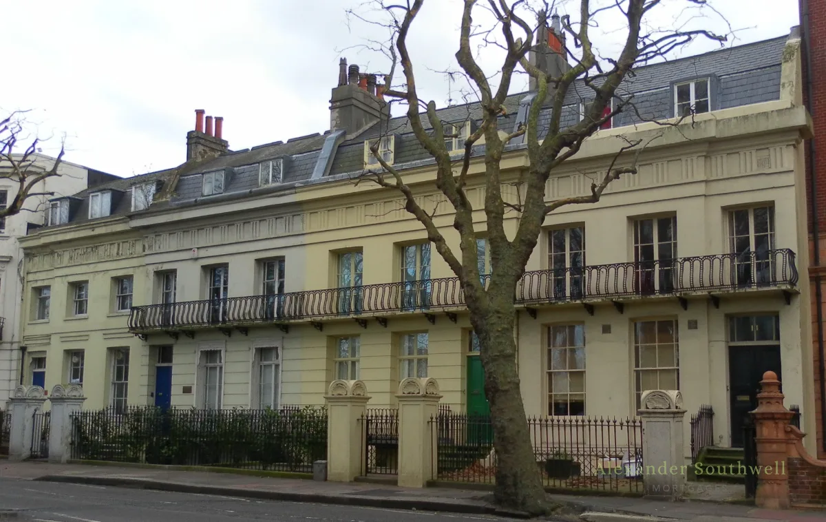 Regency terrace houses on Richmond Terrace in Brighton, East Sussex