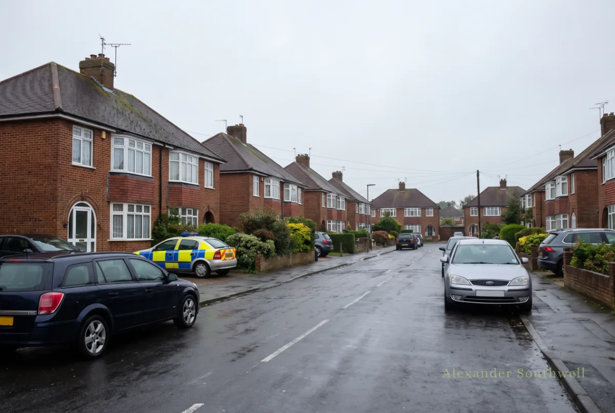 Red brick semi detached homes on a Hampshire street, the kind of family house police mortgages are often used to buy