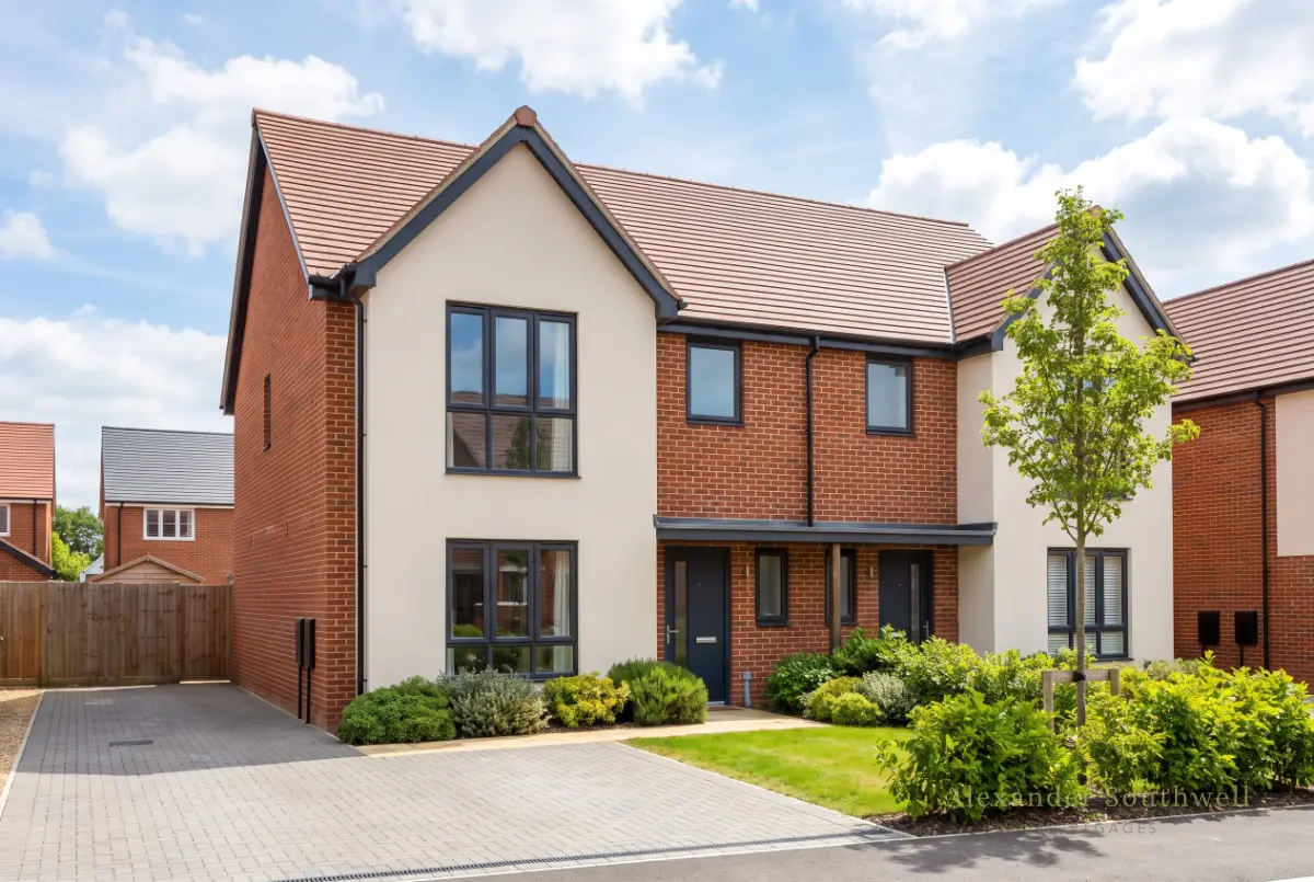New build semi detached house in Hampshire of the kind a first time buyer might buy