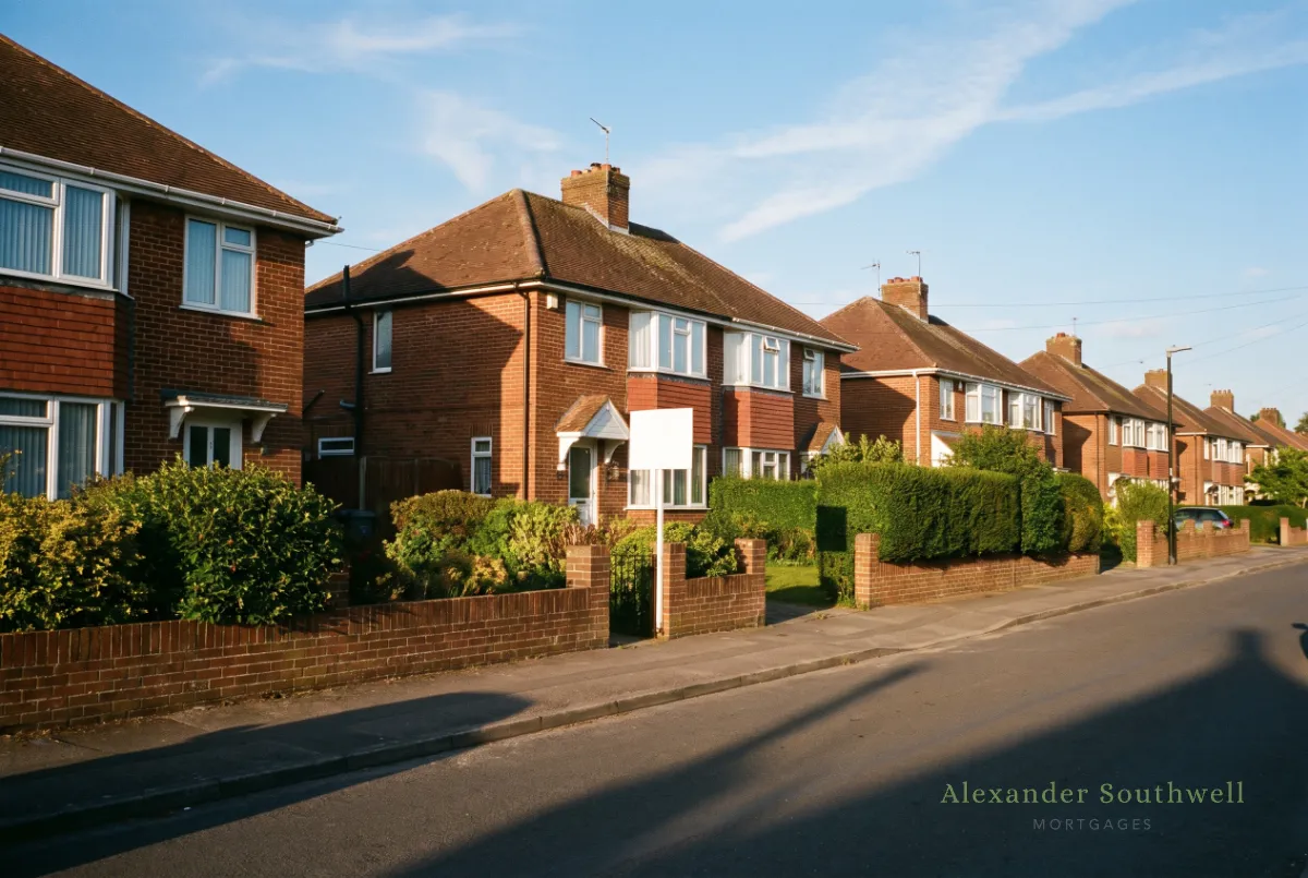 Brick semi detached homes on a Hampshire street, the kind of purchase our mortgage calculators help you plan