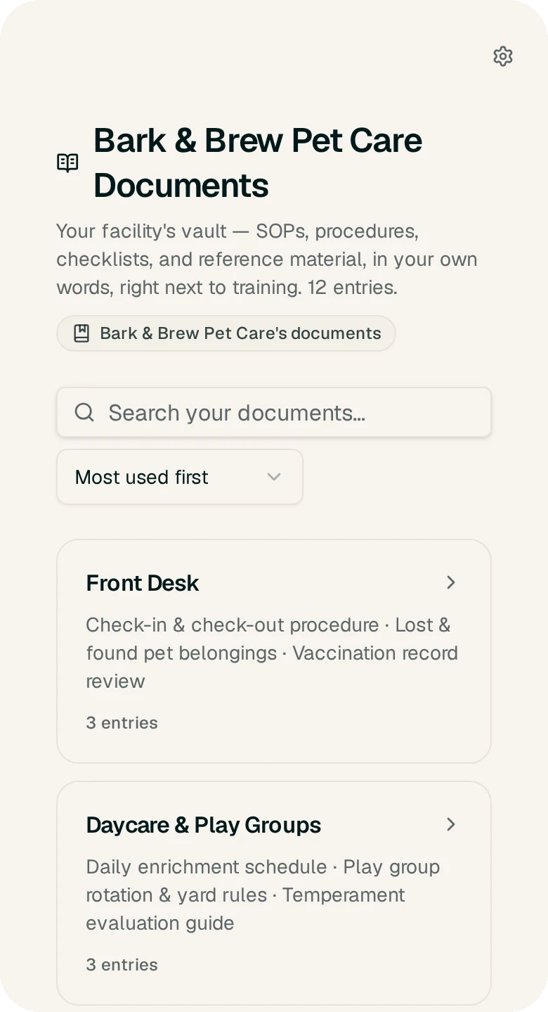 EssentialsIQ facility documents on mobile