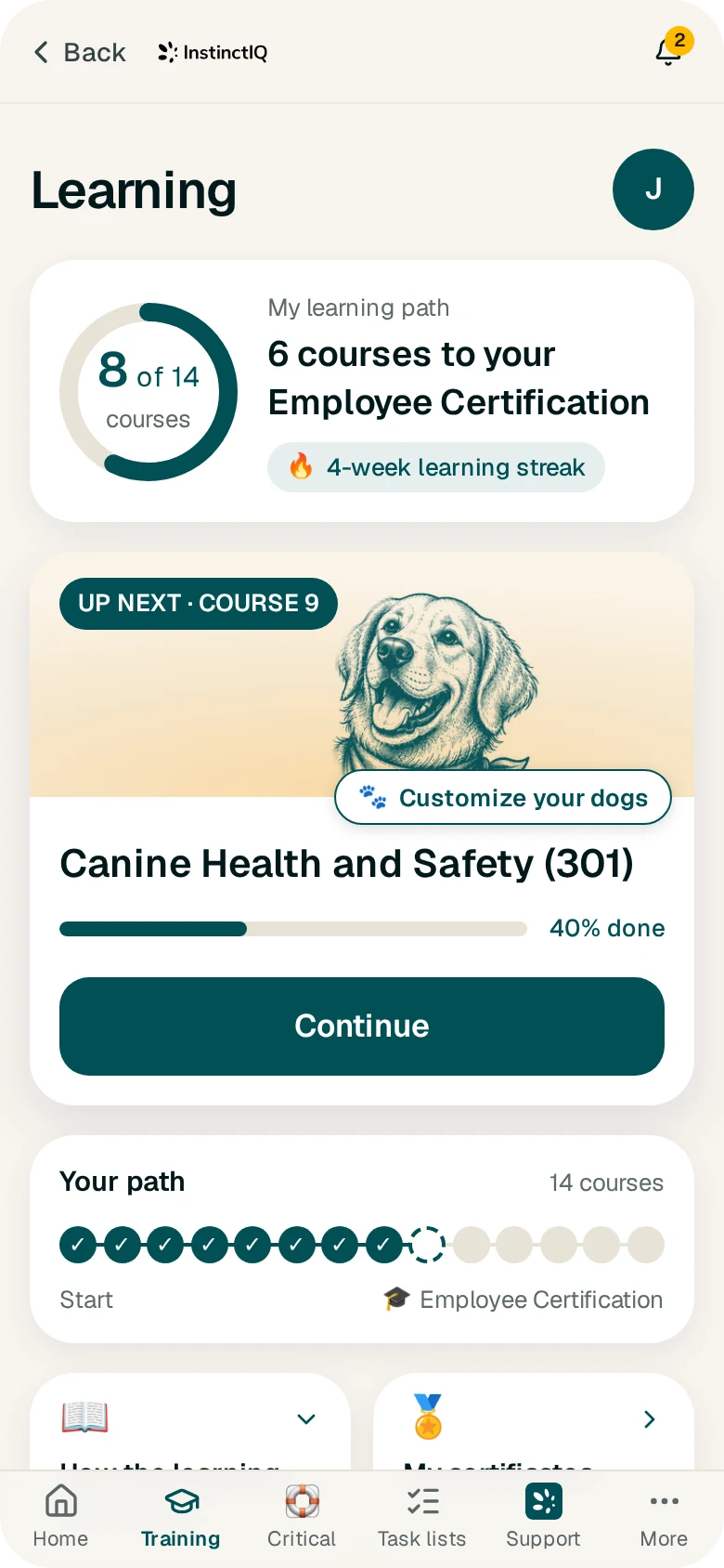 EssentialsIQ employee learning path on mobile