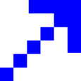 Pixelated blue arrow pointing diagonally upward to the right.
