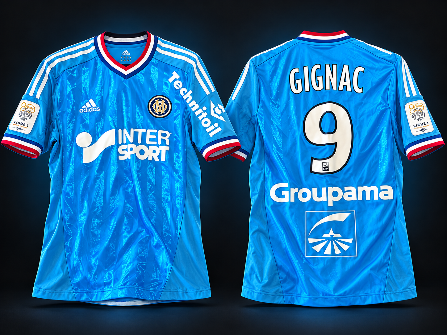 Maillot porté d’André-Pierre Gignac — Olympique de Marseille — devant et dos