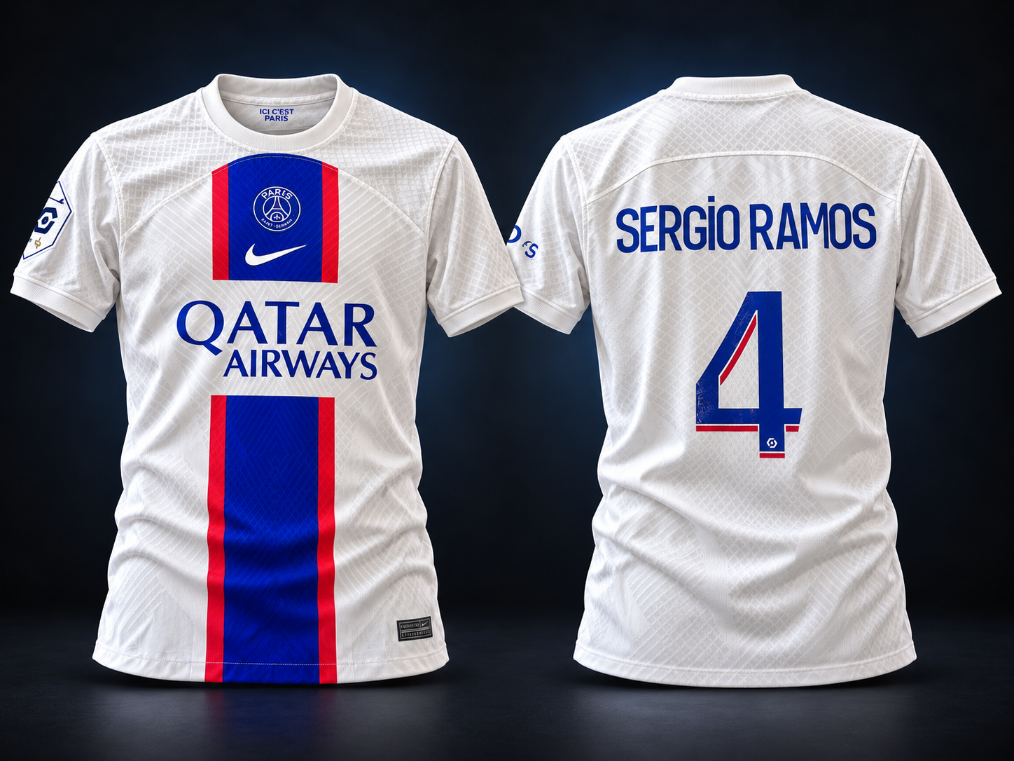Maillot Sergio Ramos — Paris Saint-Germain — devant et dos