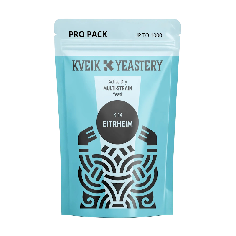 Eitrheim kveik yeast offers strong fermentation performance with expressive ester development across a wide temperature range.