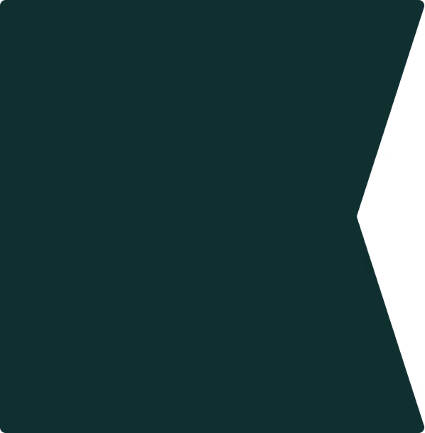 Dark green abstract shape with diagonal and chevron edges on a black background.